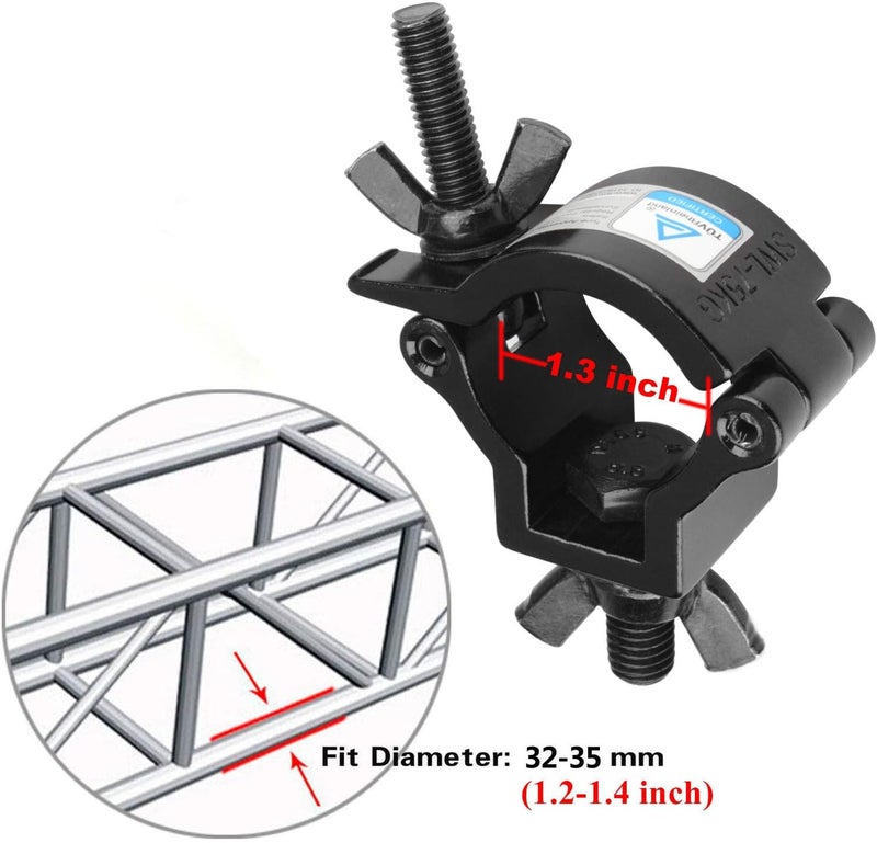 MOUNTAIN_ARK 10 Pack Stage Light O Clamp Fit 1-1/4" to 1-3/8" OD Pipe or F24 Truss, DJ Lighting Truss Mount Hook, Load 165 lb, Black - Image 3