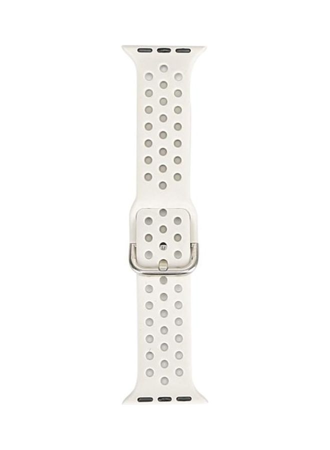 NIBEMINENT Silicone Replacement Watchband For Apple Watch Series 7/6/SE/5/4/3/2/1 45/44/42mm Light White - Image 1