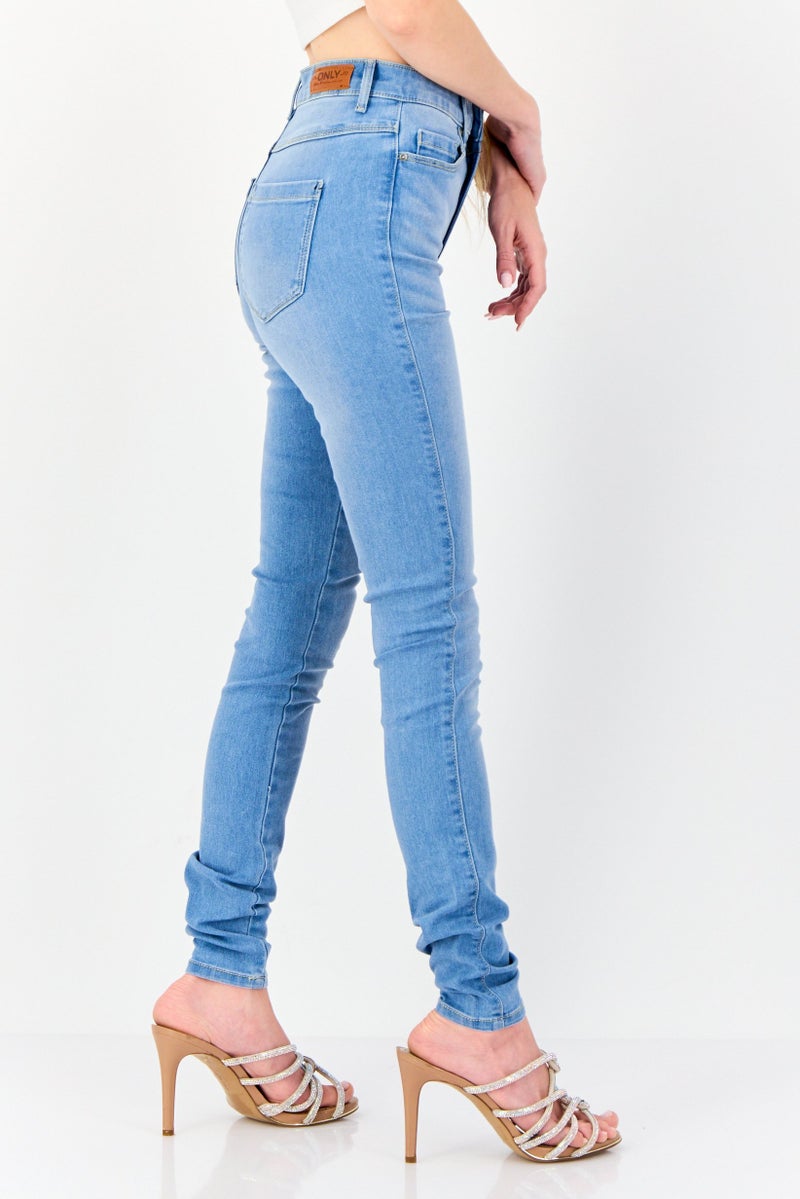 ONLY Women Skinny Fit Washed 32 Inseam Regular Waist Stretchable Denim, Light Blue - Image 2