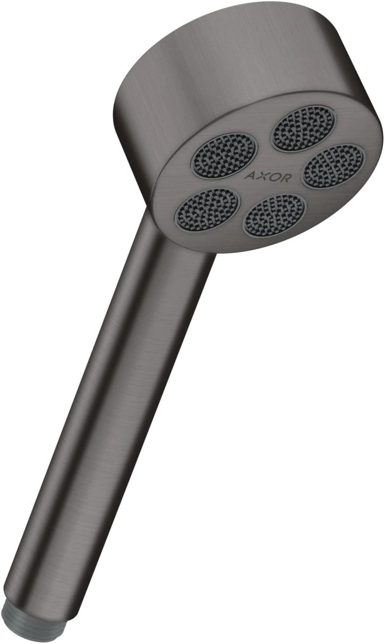 AXOR AXOR ONE 3inch Modern Handheld Shower Head 1Spray PowderRain in Brushed Black Chrome 48653341  - Image 1