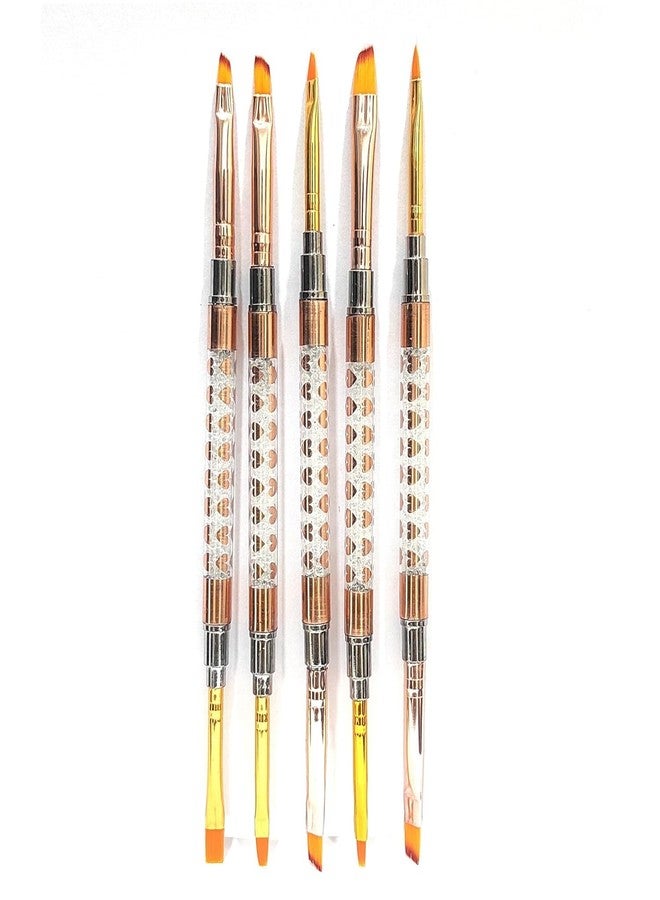 BANIRA Nail Art Dotting Brushes Dual For Decoration Set of 5 Pieces, Gel Brush, Ombre Brush, Detail brush - Image 1