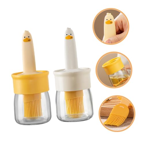 Mforall Oil Brush Bottle Glass | Silicone Brush Oil Dispenser | Duck Oil Spatula, Small Kitchen Tool for Cooking,Frying,Baking,BBQ Pancake,Air Fryer | 200 Ml - Image 4
