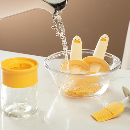Mforall Oil Brush Bottle Glass | Silicone Brush Oil Dispenser | Duck Oil Spatula, Small Kitchen Tool for Cooking,Frying,Baking,BBQ Pancake,Air Fryer | 200 Ml - Image 5