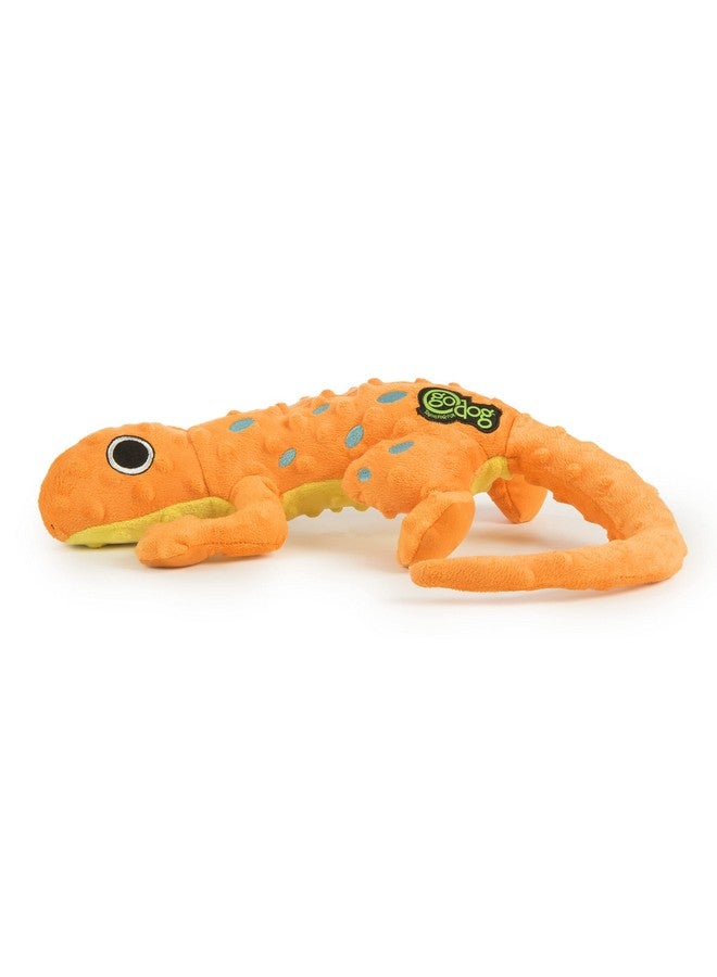 goDog Amphibianz Gecko Squeaky Plush Dog Toy, Chew Guard Technology - Orange, Large - Image 2