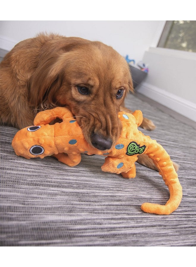 goDog Amphibianz Gecko Squeaky Plush Dog Toy, Chew Guard Technology - Orange, Large - Image 5