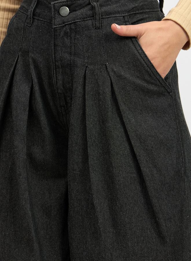 Styli Mid Rise Wide Leg Pleated Jeans  - Image 4