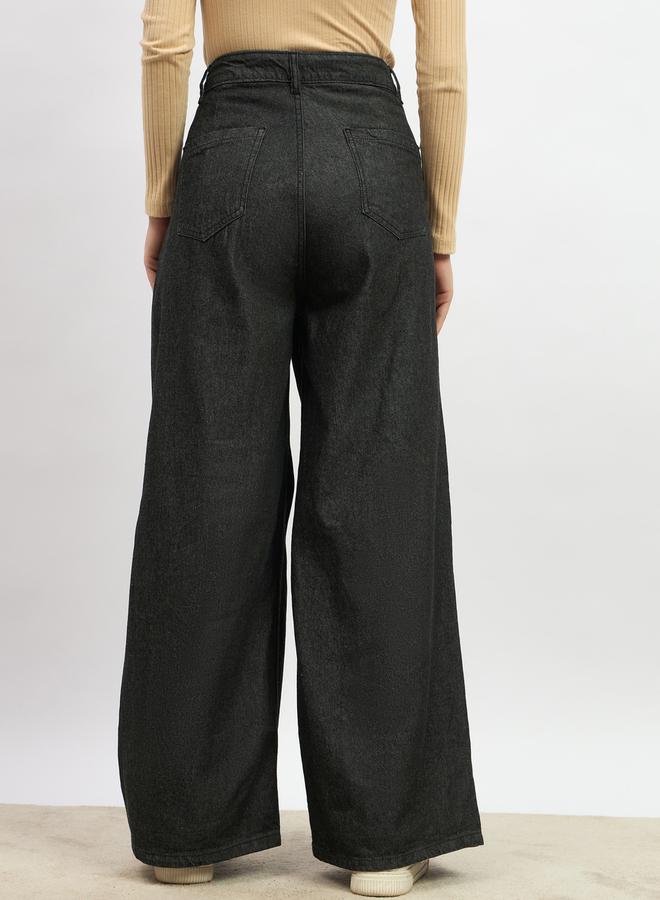 Styli Mid Rise Wide Leg Pleated Jeans  - Image 5