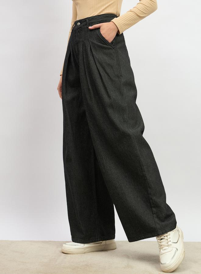 Styli Mid Rise Wide Leg Pleated Jeans  - Image 3
