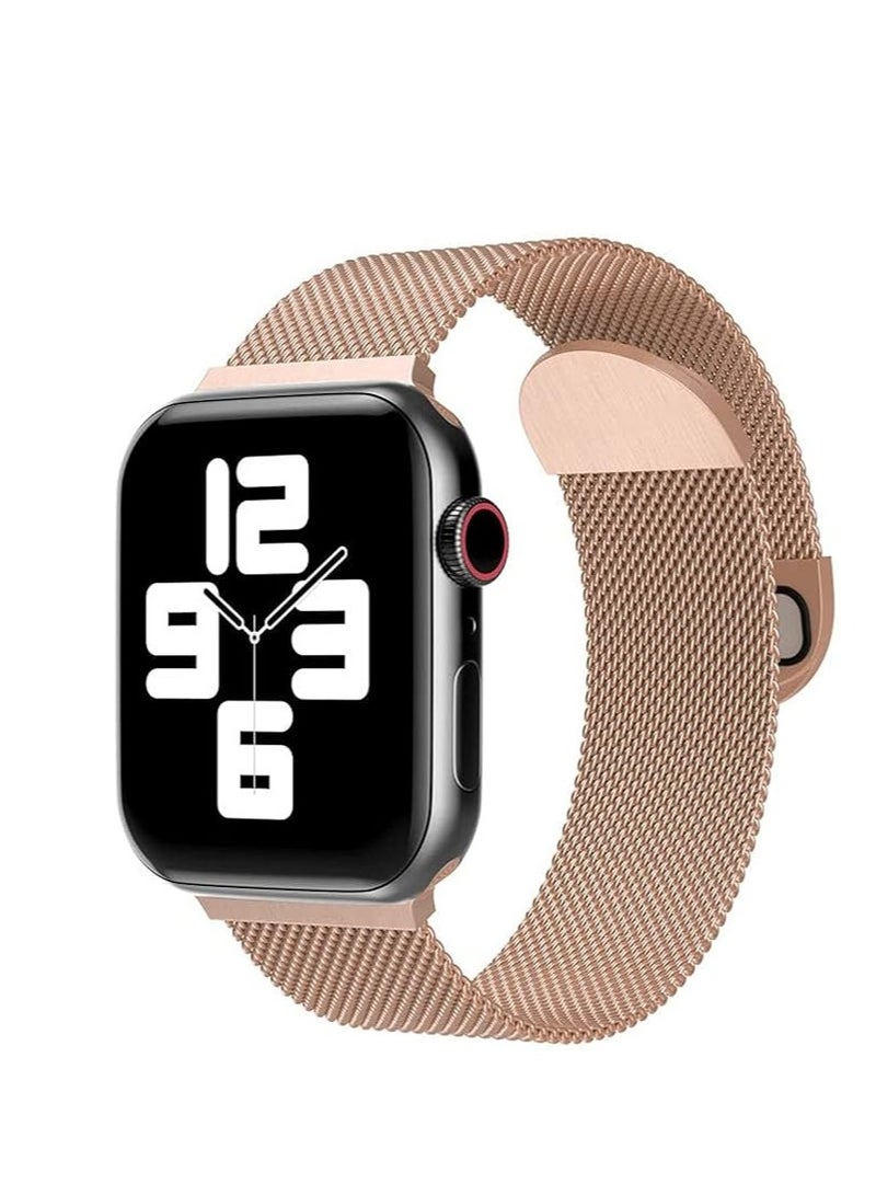 Compatible with Apple Watch Band 45mm Series 7/8/9  45mm Stainless Steel Magnetic Clasp  Rose Gold