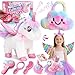 TUZT Walking Talking Remote Control Unicorn Toy for Girl Age 46 Electronic Interactive Plush Unicorn with Leash Costume Pretend Play Pet Care Toy Birthday Gift for Toddler Kid Girl Age 3 4 5 6 7 - Image 3