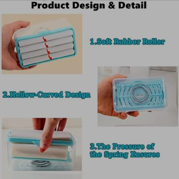 Finner Multifunctional Soap Bar Dispenser Container, Foaming Soap Saver with Drain Holes, and Spring Travel 2-in-1 Soap Cleaning Storage Soap Box Organizer - Image 3