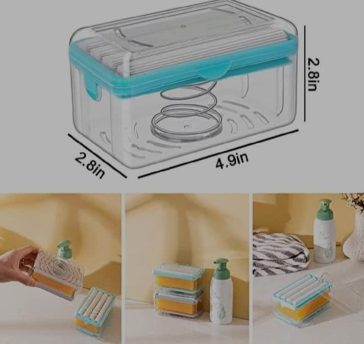 Finner Multifunctional Soap Bar Dispenser Container, Foaming Soap Saver with Drain Holes, and Spring Travel 2-in-1 Soap Cleaning Storage Soap Box Organizer - Image 5