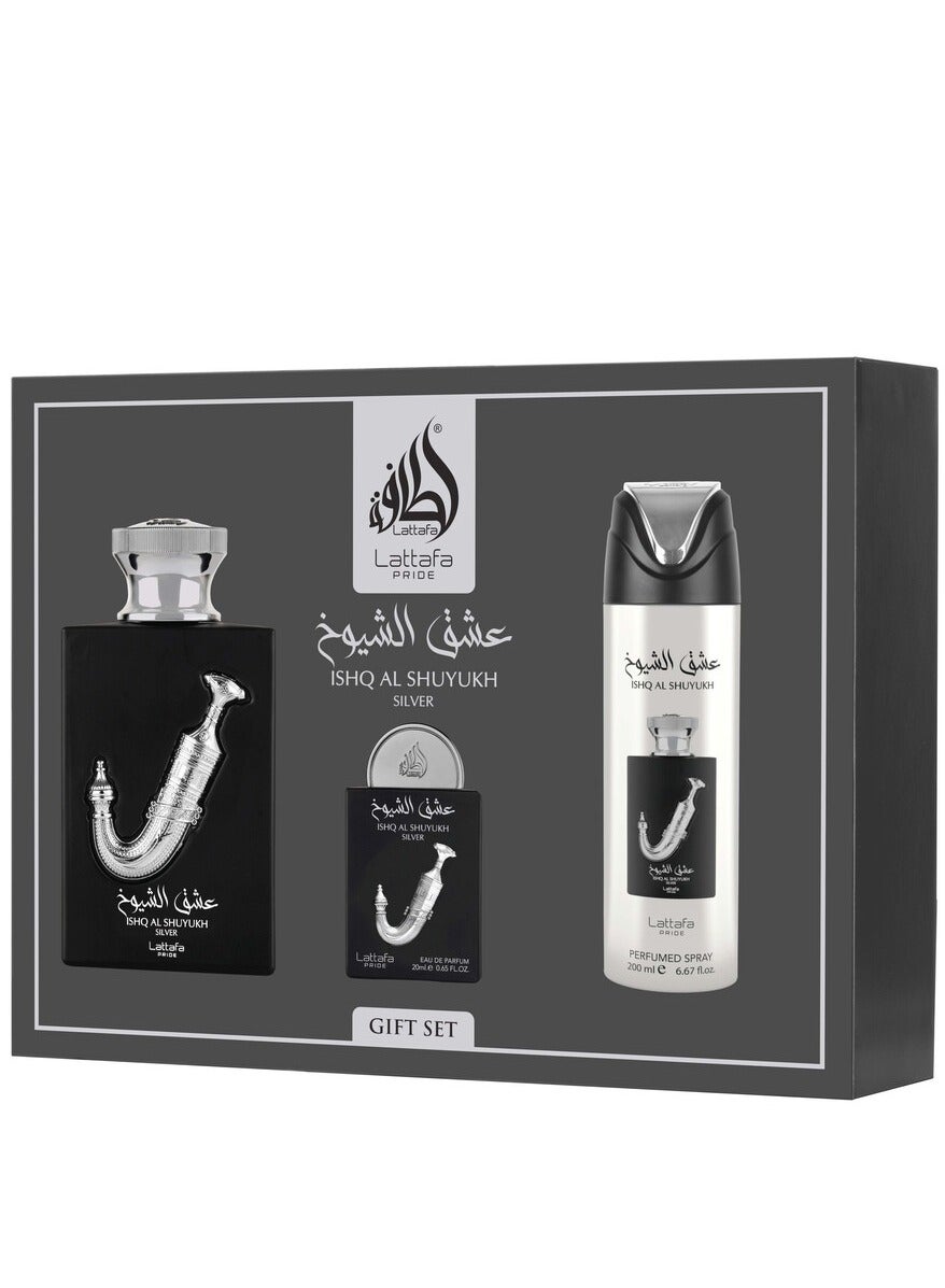 لطافة مجموعة هدايا عطر عشق الشيوخ الفضي