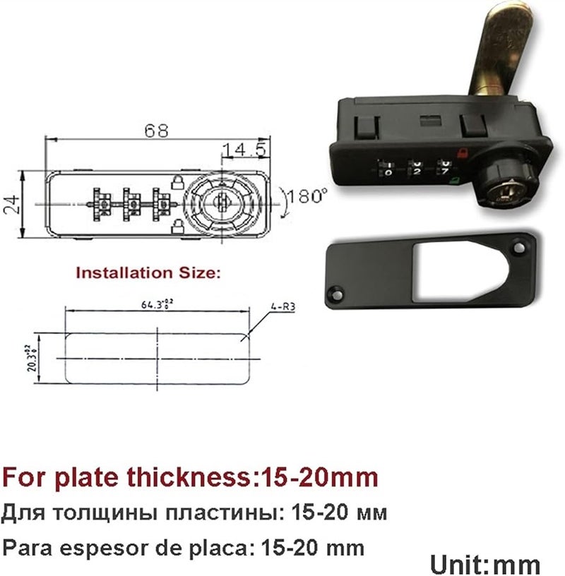 MS514 3 4 Digit Combination Cabinet Cam Lock with Reset Key for Door Drawer Jewelry Box - Image 3