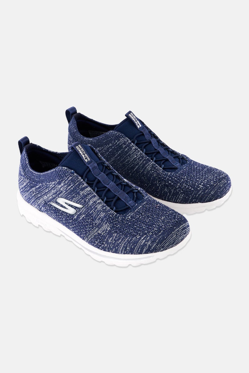 SKECHERS Women Go Walk Lace Up Outdoor Shoes, Navy Heather - Image 1