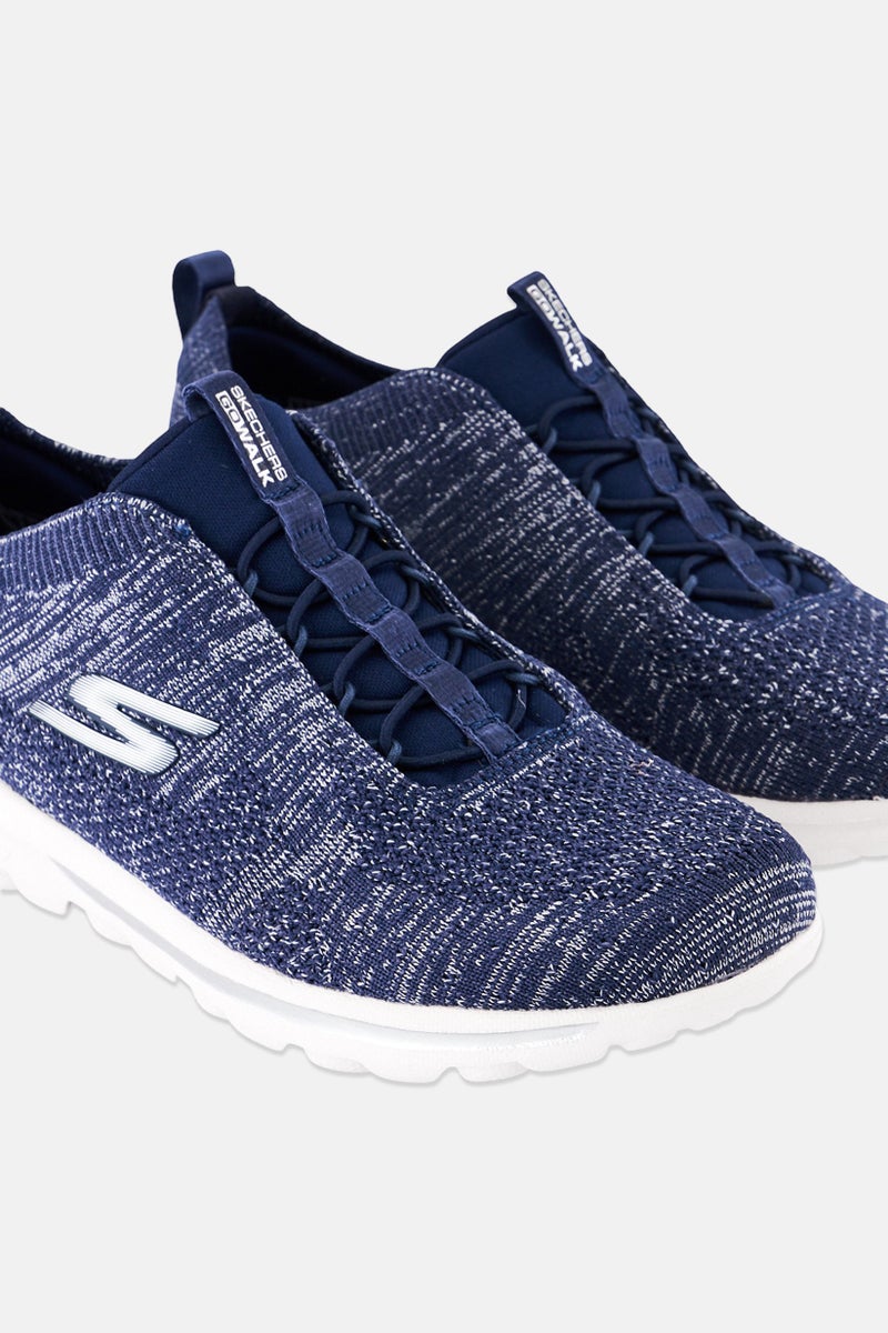 SKECHERS Women Go Walk Lace Up Outdoor Shoes, Navy Heather - Image 3