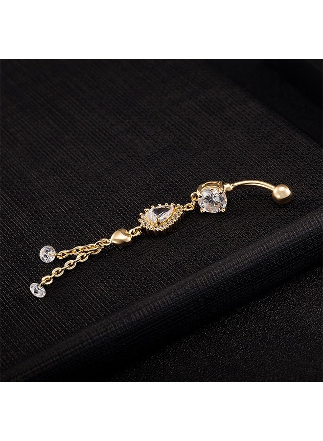 Waterdrop Zircon Dangle Navel Belly Button Ring Body Piercing Jewellery - Image 2