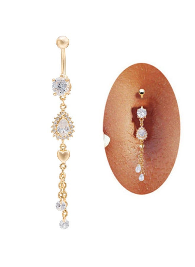 Waterdrop Zircon Dangle Navel Belly Button Ring Body Piercing Jewellery - Image 1