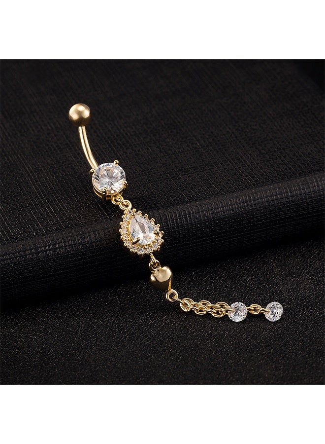Waterdrop Zircon Dangle Navel Belly Button Ring Body Piercing Jewellery - Image 3