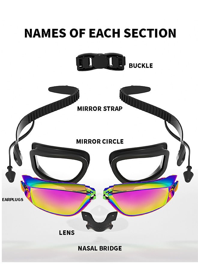 Generic Swimming Goggles Professional Waterproof  - Anti Fog Swimming Goggles With Ultra Wide And Crystal Clear View and UV Protection - Swim Goggles Comes with Earplugs，Swimming Cap Set for Women, Men  - Image 5
