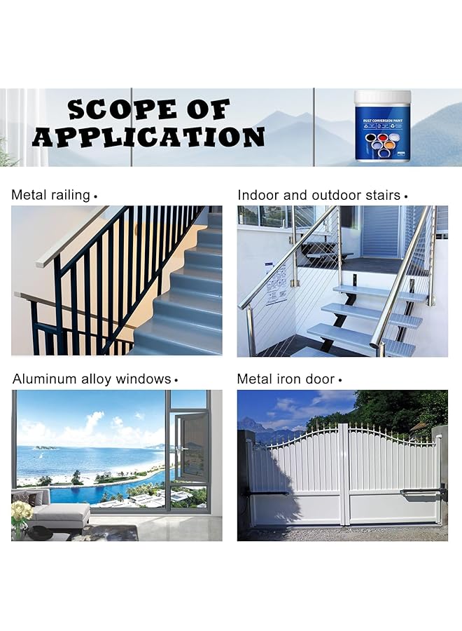 NALACAL Weatherproof Rust Converter Paint For Metal, Rust Remover For Metals And Primer, Water-Based Industrial Anti-Rust Metallic Paint With Brush (Gray) - Image 4