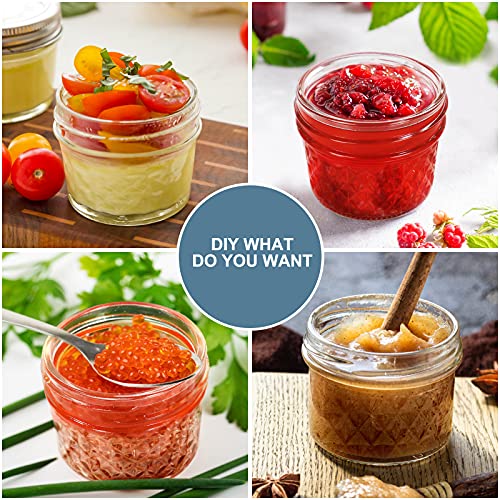 CycleMore 40 Pcs 4oz Clear Glass Mini Mason Jars With Silver Separable Lids and Diamond appearance, Small Spice Canning Jars for Honey, Jam, Jelly, Wedding Favors, Kitchen Food Storage - Image 5