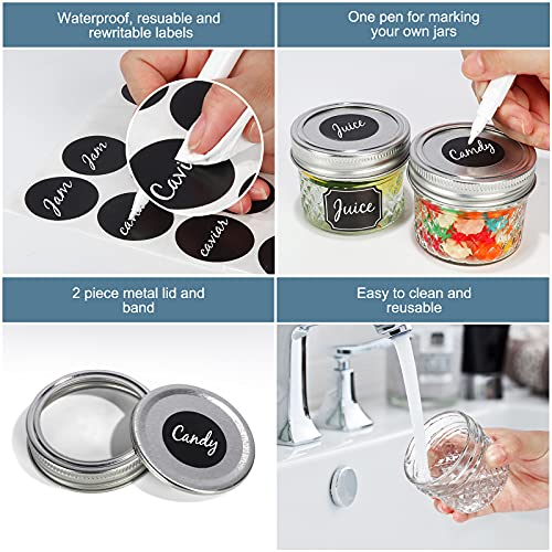 CycleMore 40 Pcs 4oz Clear Glass Mini Mason Jars With Silver Separable Lids and Diamond appearance, Small Spice Canning Jars for Honey, Jam, Jelly, Wedding Favors, Kitchen Food Storage - Image 4