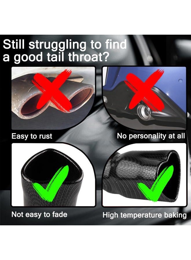 Sandfren 2.5" to 2.8" Car Exhaust Tip, 2.5" Inlet 2.8" Outlet Stainless Steel Heart-Shaped Surface Polished Exhaust Tailpipe Tip, Rolled Edge Bolt on Diesel Pipe, Universal Fit (Carbon Fiber) - Image 4