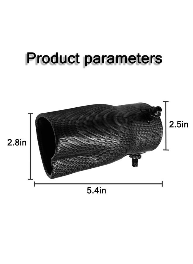 Sandfren 2.5" to 2.8" Car Exhaust Tip, 2.5" Inlet 2.8" Outlet Stainless Steel Heart-Shaped Surface Polished Exhaust Tailpipe Tip, Rolled Edge Bolt on Diesel Pipe, Universal Fit (Carbon Fiber) - Image 2