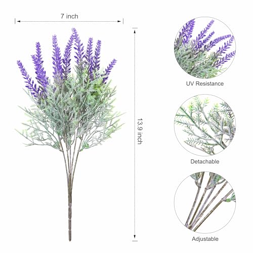 Ivydale Artificial Faux Outdoor Hanging Flowers Plants Basket for Porch Spring Decoration, 12 Bundlies Fake UV Resistant Lavender with Coconut Lining Baskets for Home Patio Balcony Yard - Image 3