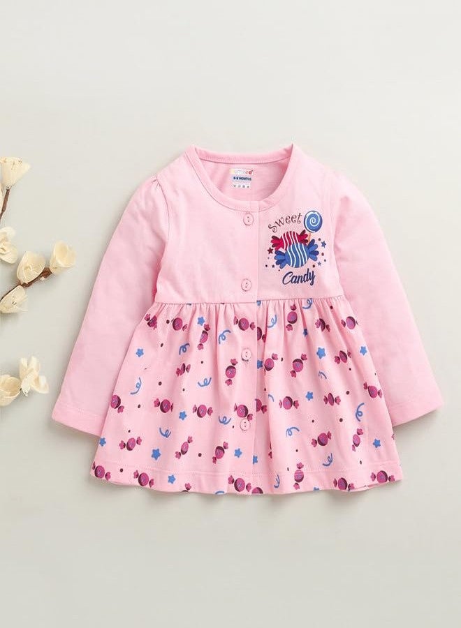 BUMZEE Baby Girls Cotton Knee Length Fit & Flare Dress Pink - 0-3 Months (Peb10678B-pnk) - Image 5