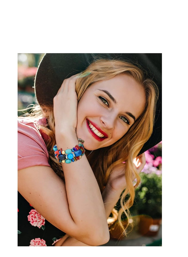 Barakah Healing Bracelets for Women, Boho Wrap Bracelets, Multilayer Vintage Crystal Stone Turquoise Agate Beaded – Natural Stress Relief and Healing Bracelets for Girls, Winding Bracelet Bracelet Jewelry - Image 5