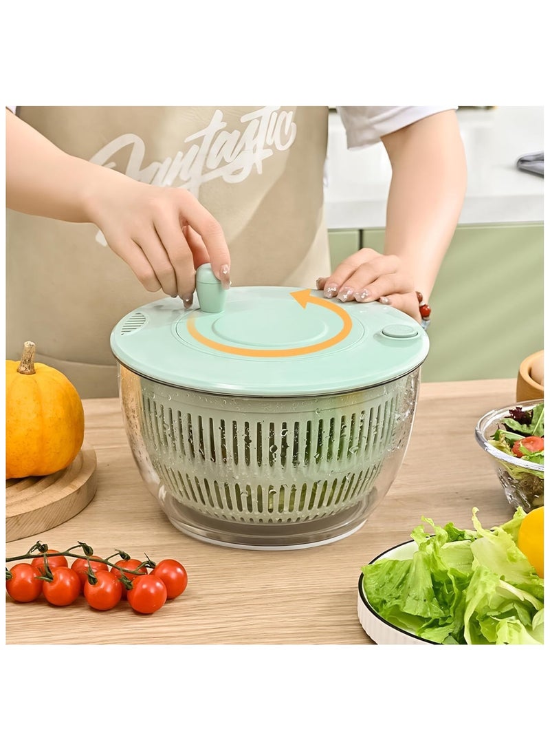 NANAO Salad Spinner Large, Vegetables Fruits Wash Spinner Bowl,Lettuce Spinner Dryer with 5 Blades,Egg Yolk Strainer Slicer Shredder for Kitchen Colander,Pasta and Fries Spinner (Green) - Image 2