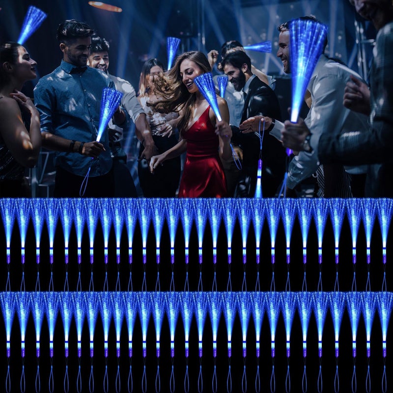 YOFOBU 72 PCS Blue Fiber Optic Wands Glow Fiber Wands Bulk LED Light Up Wands with 3 Flashing Modes LED Flashing Sticks for EasterMothers DayJuly 4th Christmas Wedding Gender Reveal Birthday - Image 3