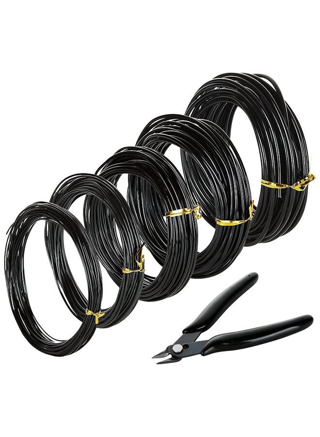 يُسلِّم 5 قطع + مقص، سلك بونساي ومجموعة أدوات بونساي، سلك شجرة بونساي بطول إجمالي لأشجار بونساي في الأماكن المغلقة، مقاس 1 مم، 1.5 مم، 2 مم، 3 مم، 4 مم، سلك ألومنيوم - Image 1