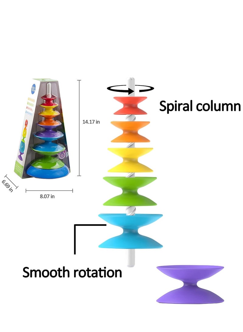 Excefore Stacking Toys for Toddlers 1-3 Educational Spinning Toys for Toddlers 1-3, Autism Sensory Toys Montessori Baby Stacking Toys - Image 2