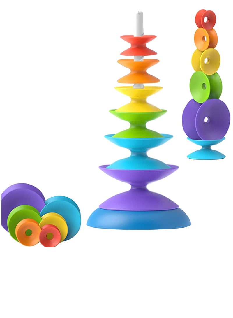 Excefore Stacking Toys for Toddlers 1-3 Educational Spinning Toys for Toddlers 1-3, Autism Sensory Toys Montessori Baby Stacking Toys - Image 1