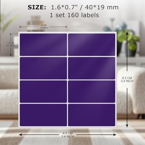 FINDAT Colored Stickers 157075 Inch Vinyl File Folder Sticker Purple Rectangle Removable Waterproof Color Coding Moving Label for Boxes Office Inventory Labeling 160 PCS - Image 3