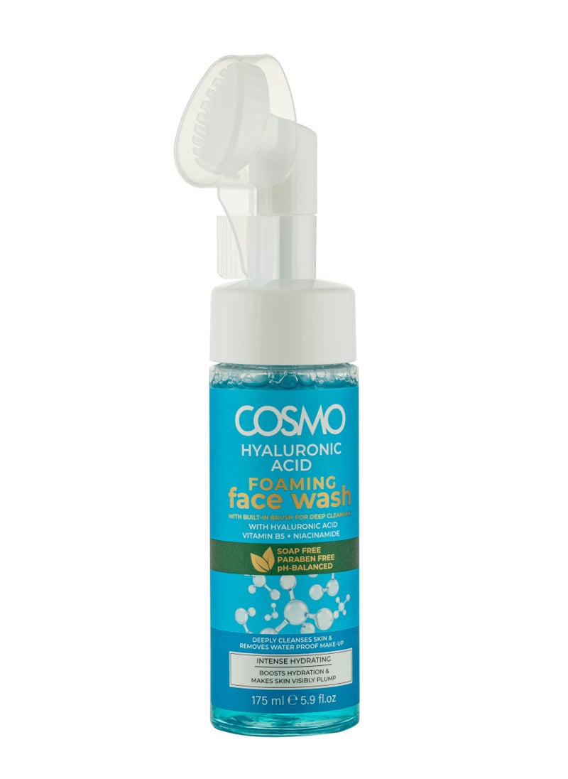 COSMO Hyaluronic Acid Foaming Face Wash With Built In Brush For Deep Cleansing 175 Ml 