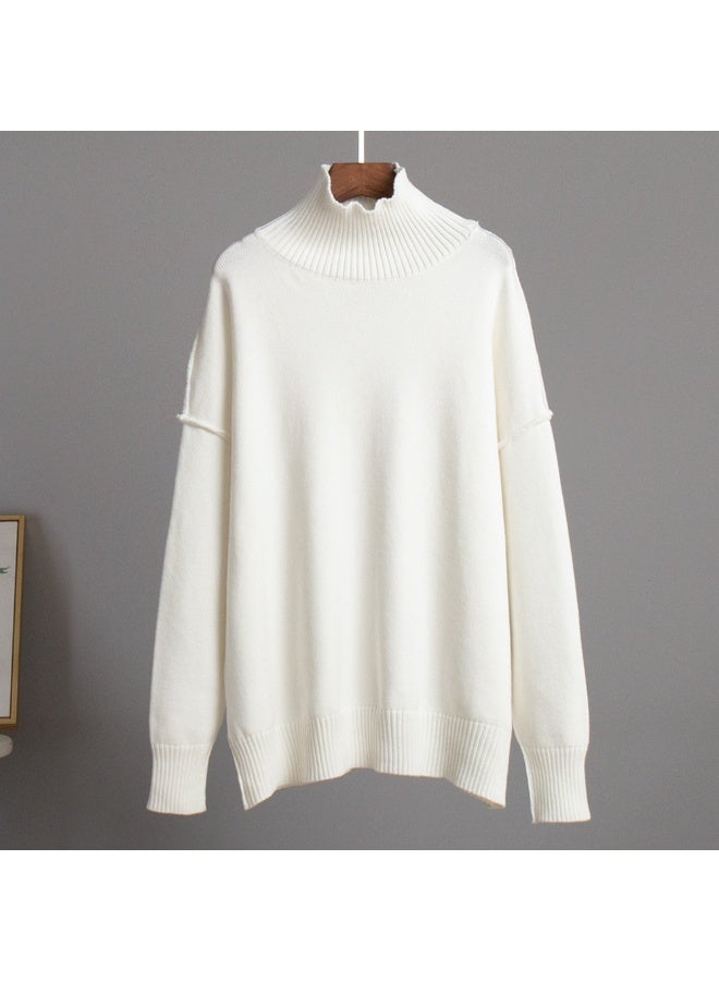 NIBEMINENT Women's Turtleneck Sweater Autumn Winter  Casual Loose Lazy Thickened Knit Pullover Top - Image 1
