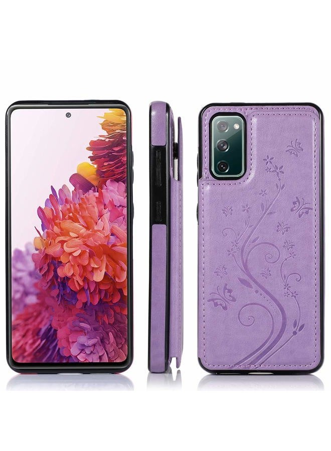Asuwish Phone Case for Samsung Galaxy S20 FE 5G/S20 Fan Edition with Tempered Glass Screen Protector Card Holder Wallet Cover Stand Flip Leather Cell Accessories Glaxay S20FE S 20FE FEcases 2020 Women Purple - Image 4