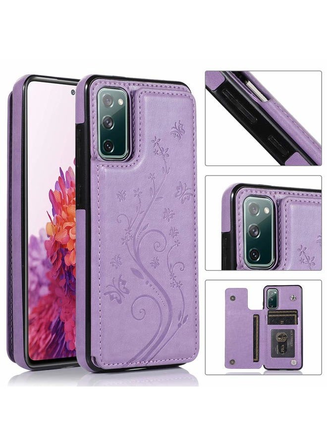Asuwish Phone Case for Samsung Galaxy S20 FE 5G/S20 Fan Edition with Tempered Glass Screen Protector Card Holder Wallet Cover Stand Flip Leather Cell Accessories Glaxay S20FE S 20FE FEcases 2020 Women Purple - Image 3