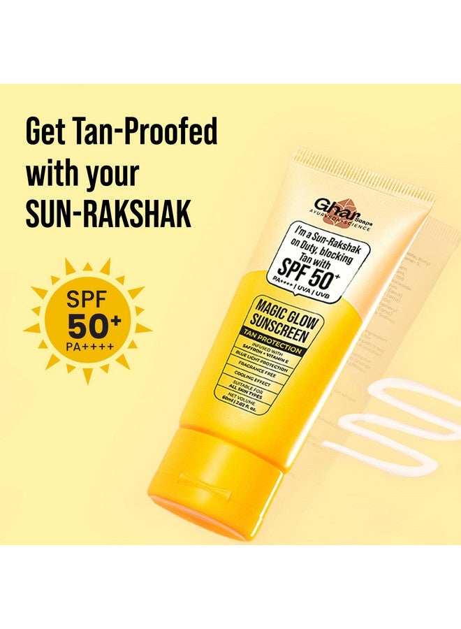 Ghar Soaps Magic Glow SPF 50+ PA++++ Mineral Sunscreen | UVA/UVB & Blue Light Protection | No White Cast, Non-Greasy (60g, Pack of 1) - Image 3