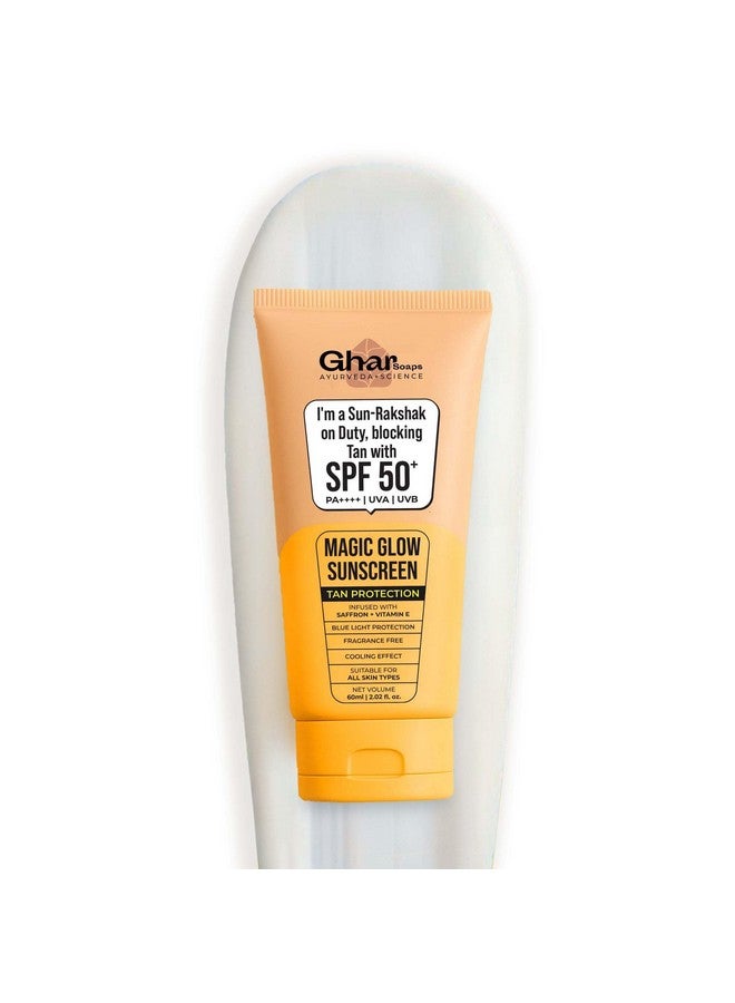 Ghar Soaps Magic Glow SPF 50+ PA++++ Mineral Sunscreen | UVA/UVB & Blue Light Protection | No White Cast, Non-Greasy (60g, Pack of 1) - Image 1