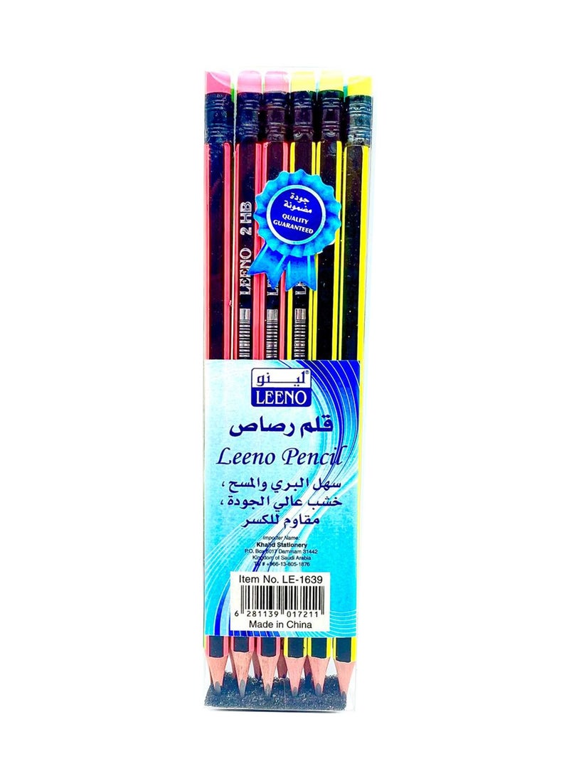 LEENO 12-Piece Leeno Pencil With Eraser Multicolour - Image 2