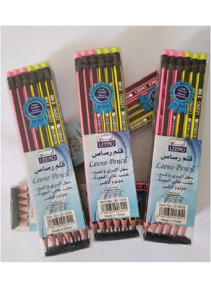LEENO 12-Piece Leeno Pencil With Eraser Multicolour - Image 3