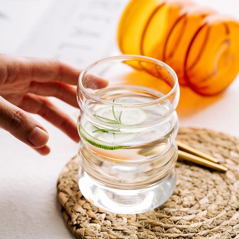 M GLASS كوب شرب زجاجي M GLASS مع مصاصة زجاجية 300 مل مجموعة من أكواب زجاجية فقاعة بيرة كوب للثلج القهوة العصائر الصودا أي مشروب وأي مناسبة عبوة من 1 - Image 1