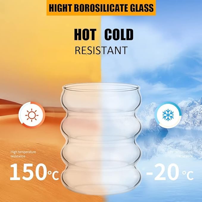 M GLASS كوب شرب زجاجي M GLASS مع مصاصة زجاجية 300 مل مجموعة من أكواب زجاجية فقاعة بيرة كوب للثلج القهوة العصائر الصودا أي مشروب وأي مناسبة عبوة من 1 - Image 4