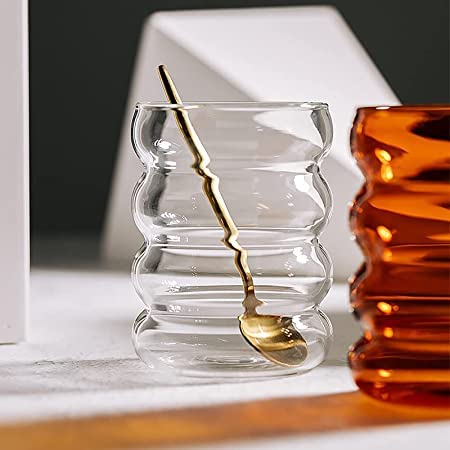 M GLASS كوب شرب زجاجي M GLASS مع مصاصة زجاجية 300 مل مجموعة من أكواب زجاجية فقاعة بيرة كوب للثلج القهوة العصائر الصودا أي مشروب وأي مناسبة عبوة من 1 - Image 3