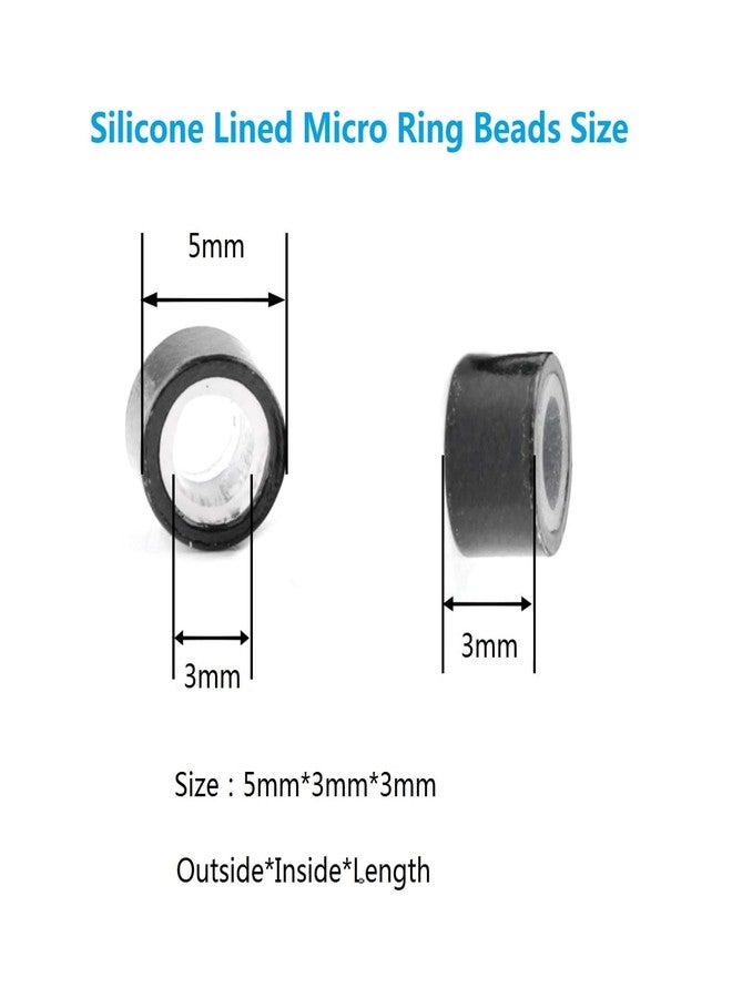 AYIBO Hair Extension Beads Silicone Lined Micro Link Rings Beads for I Tip Extension 1000Pcs, Black - Image 4